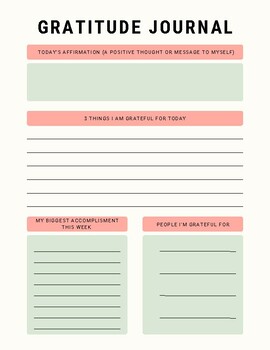 Gratitude Journal Sheets by My Critical Classroom | TPT