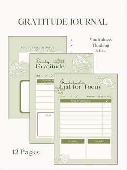 Preview of Gratitude Journal- Social Emotional Learning- Mindful- Activity packet- Think