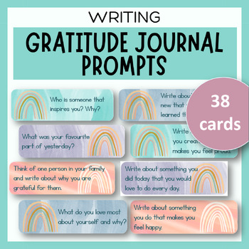 Preview of Gratitude Journal Writing Prompts Literacy Activity | Thanksgiving | Wellbeing