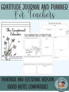 Preview of Gratitude Journal and Planner for Teachers Printable and Good Notes Compatible