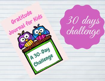 Preview of Gratitude Journal for Kids: A 30-day challenge/Printable Gratitude Journal Kids