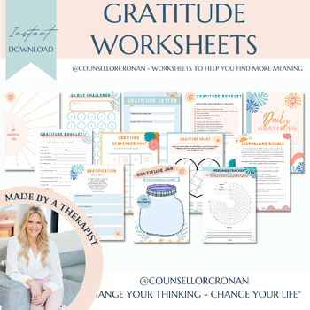 Preview of Gratitude Journal, gratitude planner, gratitude jar, school counseling