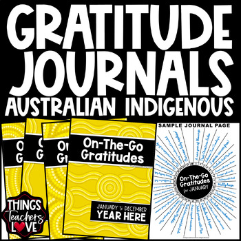 Preview of Perpetual Gratitude Journals Set - AUSTRALIAN INDIGENOUS - WATTLE