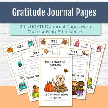 Preview of Gratitude Journals with Thanksgiving Bible Verses, UNDATED, Canada Thanksgiving