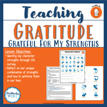 Preview of Gratitude Lesson | Character Strengths Analysis | VIA 24 Strengths