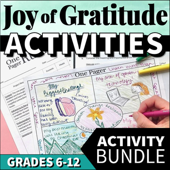 Preview of Gratitude Lessons, Activities & Thanksgiving Art for Middle School High School