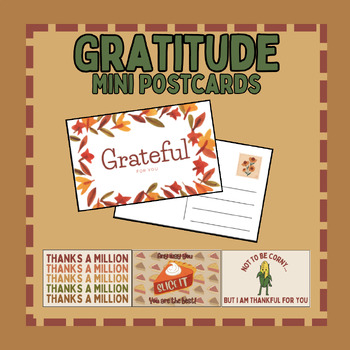 Preview of Gratitude Mini Postcards: Fall/Thanksgiving Student and Teacher Appreciation