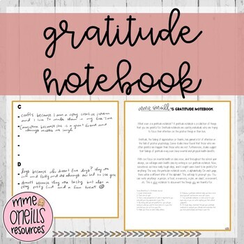 Preview of Gratitude Notebook Journal (Mental Health and Growth Mindset)