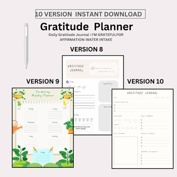 Preview of Gratitude Planner: Transform Your Mindset with 10 Versions /Gratitude Journal