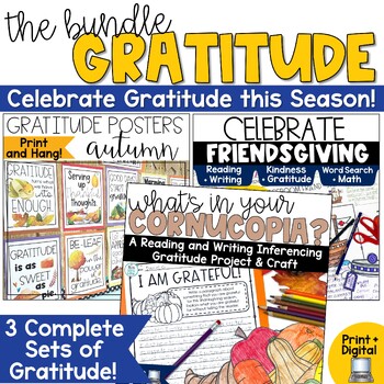 Preview of Gratitude Posters Bulletin Board Cornucopia Craft Thanksgiving Friendsgiving