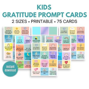 Preview of Gratitude Prompt Cards For Kids - Writing & Journal Prompts