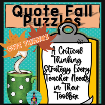Preview of Gratitude Quote Falls for Critical Thinking Challenges 1st-5th Grade