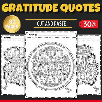Preview of Gratitude Quotes Cut And Paste Coloring Pages - inspirational quotes Activities