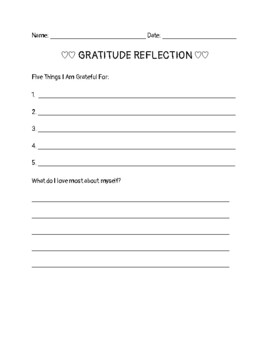 Gratitude Reflection by Tammy Huynh | Teachers Pay Teachers