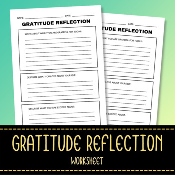 Preview of Gratitude Reflection Sheet - Daily Self Reflection Test - Short Assessment Form
