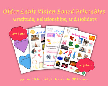 Preview of Gratitude, Relationships, Holidays Vision Board Printables - For All Ages