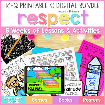 Preview of Gratitude & Respect Activities - SEL Lesson K-2 Bundle with Gratitude Journal