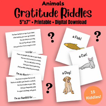 Preview of Gratitude Riddle Flashcards for Homeschool, Classroom, Montessori, and Children