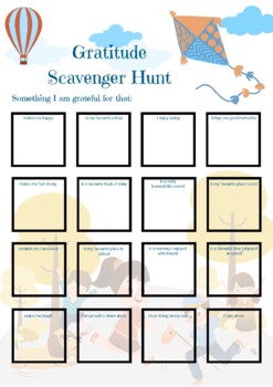 Preview of Gratitude Scavenger Hunt (Lesson plan, discussion points and extension activity)