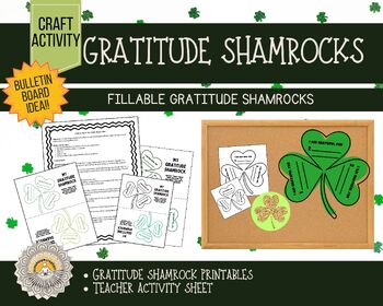 Preview of Gratitude Shamrocks, Daily Gratitude Prompt Cards | St. Patrick's Day | SEL