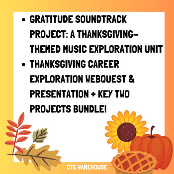 Preview of Gratitude Soundtrack Project & Thanksgiving Career Exploration Bundle