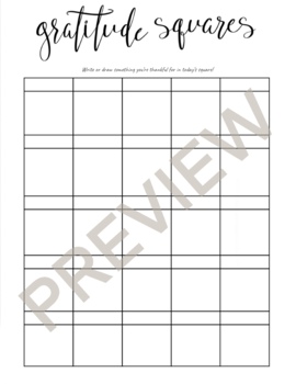 Preview of Gratitude Square Printable Activity (5 days per week)