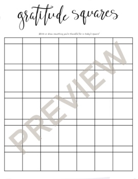 Preview of Gratitude Square Printable Activity (7 days per week)