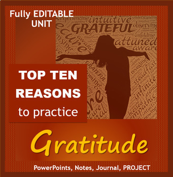 Preview of Gratitude Unit: PowerPoints/Google Lesson, Gratitude Journals, Projects & More!