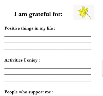 Preview of Gratitude Worksheet