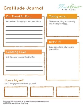 Gratitude Worksheet by Flow and Grow Kids Yoga | TpT