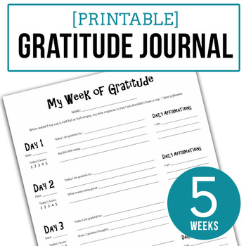 COVID 19 -Gratitude Journal PDF - 5 Weeks Thankfulness Writing Distance ...