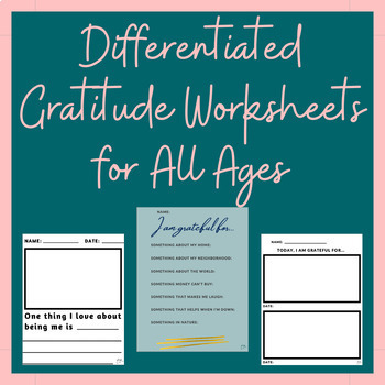 Preview of Gratitude Worksheets for All Ages - Digital AND Print