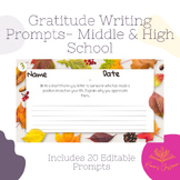 Gratitude Writing Activities | Middle School High School |