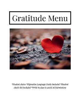 Preview of Gratitude Writing Menu