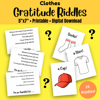 Preview of Gratitude and Mindfulness Riddles for Kids (Clothes)
