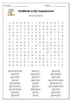 Gratitude is My Superpower by Alicia Ortego Word Search