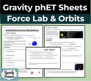 Preview of Gravitational Force Simulations - Gravity Force Lab & Orbits phET worksheets