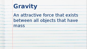 Gravitational Force Vocabulary by Molly Harbottle | TpT