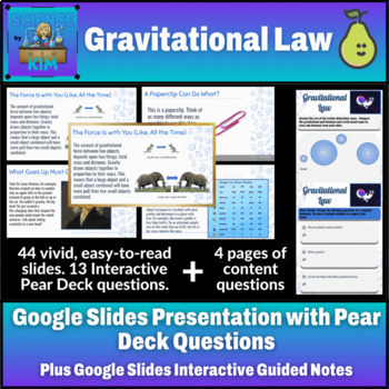 Preview of Gravitational Law Google Slides with Pear Deck Interactivity and Guided Notes