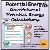 Gravitational Potential Energy Calculations Worksheet