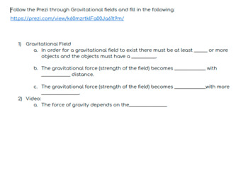 Preview of Gravitational fields adventure #2: Gravitational fields Prezi