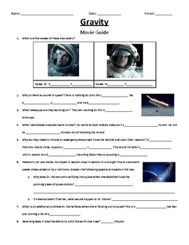gravity 2013 movie worksheet answer key