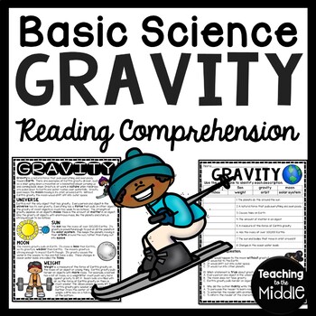 Preview of Gravity Informational Text Reading Comprehension Worksheet Basic Science