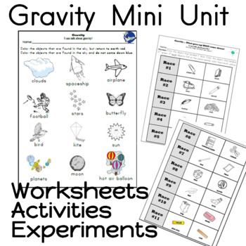 Preview of Gravity Mini Unit Worksheets Activities Experiments