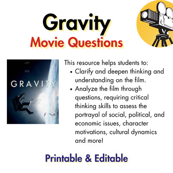 Preview of Gravity Movie Questions (Grades 6-12): Exploring Science