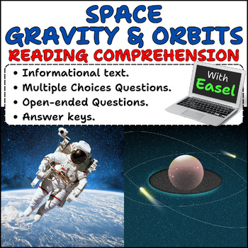 Preview of Gravity & Orbits reading comprehension passages and questions 3rd grade + Easel