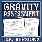 Gravity Quiz Test Assessment for Middle School NGSS MS-ESS