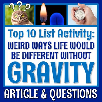 Preview of Gravity Reading Article and Worksheet Gravity Sub Plan