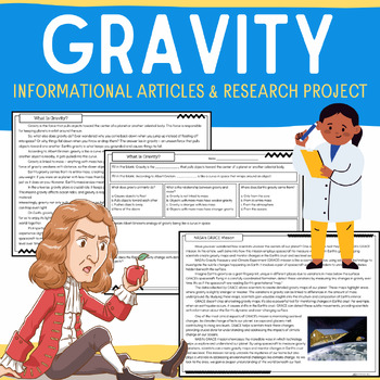 Preview of Gravity: Reading Comprehension, Research Project, & Physics Science Lessons