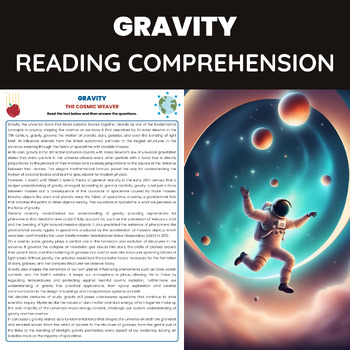 Preview of Gravity Reading Comprehension Passage for Physics Basic Principles